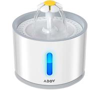 ADOV Cat Water Fountain for Drinking 2.4L, Automatic Pet Water Dispenser, Ultra Silent Pump, LED Light, Activated Carbon Filter, Healthy, Fresh and Hygienic Water Bowl for Kitten, Dogs - Grey