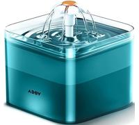 ADOV Cat Water Fountain for Drinking 2L, Automatic Pet Water Dispenser with Ultra Silent Pump, LED Light and Activated Carbon Filter, Fresh Hygienic Water Bowl for Cats, Kittens and Small Dogs - Green