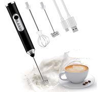 ADOV Handheld Milk Frother, Rechargeable Stainless Steel Coffee Whisk with 2 Heads and 3-Speed Foam Mixer, Electric USB Egg Beater for Latte, Cappuccino, Matcha, Hot Chocolate, Smoothies