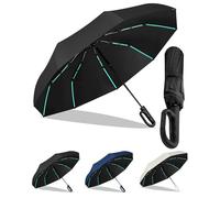 ADOV Travel Umbrella Automatic Open Windproof - 80 Ribs & 10 Shafts for Hurricane, Compact 38cm Lightweight Fold, UPF 50+ Sun/Rain Protection, black, 40"