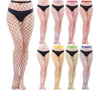 Adove Multipack Fishnet Tights for Women, Multi colored Thigh High Stockings Mesh Hight Waist Fish Nets Pantyhose, 9 Colour-xl Holes, One Size