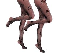 Adove Skull Pattern Fishnet Tights High Wasit Pantyhose Stocking For Girls And Women