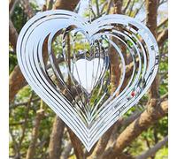 Adove Stainless Steel Garden Wind Spinner Hanging Kinetic Wind Sculpture Garden Decor For Indoor Outdoor (Silver 10-inch)