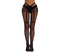 Adove Suspender Tights for Women High Waisted Garter Pantyhose Pattern Thigh High Fishnet Stockings, black-6075 (6075)