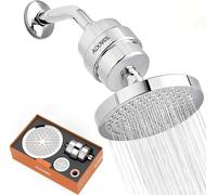 ADOVEL High Output Shower Head and Hard Water Filter, 15 Stage Shower Filter Removes Chlorine & Harmful Substances, Water Softener Showerhead for Bathroom, Rain Shower, 1 Replaceable Filter Cartridge