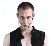 AdOvz Punk Mechanical Mask for Women Men-Irregular Metal Face Accessories-Halloween Party Prom Mask，Half-face Carnival mask (Lip Mask)