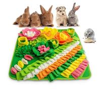 Adpartner Rabbit Foraging Mat, 20"x20" Pet Snuffle Mat Interactive Snuffle Feeding Toy for Rabbits Guinea Pigs Chinchillas, Washable Pet Feed Game Bunny Toys to Stimulate Natural Foraging Skills