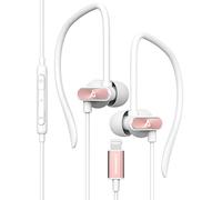 ADPROTECH Lightning Earbuds with Ear-Hook Sports Earphones for iPhone 14/13/12/11 Pro Max/X/XS Max/XR - MFi Certified with Mic - Rose Gold