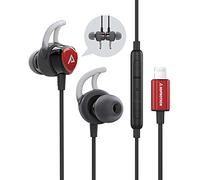 ADPROTECH Lightning Headphones Earphones Magnetic Earbuds in-Ear MFi Certified with Microphone Controller for Sports Workout Compatible with iPhone 12/iPhone 11/Pro Max/Xr/Xs Max/X/8/7 Black and Red
