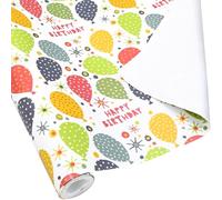 ADQUATOR 10m×43cm Roll of Birthday Colorful 80g Wrapping Paper, 100% Recyclable ECO Gift For Birthday Present Party Decorations