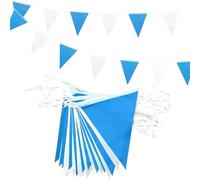 ADQUATOR 20m 52pcs Blue White Bunting,Double Sided Reusable Polyester Fabric Flags Banner for Indoor Outdoor Birthday Party Christening Confirmation Fathers Day Decorations