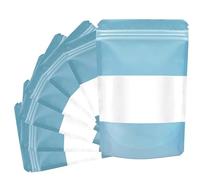 ADQUATOR 30pcs Stand up Mylar Ziplock Bags with Clear Window,10×15cm Frosted Blue Resealable Plastic Pouches for Food Storage Jewellery Sweets