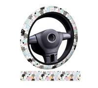 ADQWIOVL Car Steering Wheel Cover, Universal 15 Inch Neoprene Non-Slip Steering Wheel Covers, Funny Car Accessories for Women Men Fit Auto, Suvs, Truck Cute Colorful Cartoon Cats