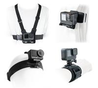 Adracwaro Head Chest Wrist Strap Backpack Clip Mount for GoPro/DJI/Insta360 | 4-in-1 Action Camera POV Mount Accessories Kit for Insta360 X5/X4/X3, for GoPro Hero 13/12/11/10/9, for DJI Action 6/5Pro/4/3