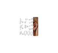 Adramata 12/14Pcs 16G Helix Piercing Jewellery Surgical Steel Tragus Earrings Set Flat Back Earrings Stud Helix Hoop Cartilage Earring Silver Gold Conch Daith Tragus Piercing Jewellery Single PC