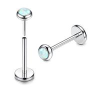 ADRAMATA 2Pcs G23 Titanium Labret Studs Lip Piercing Jewellery Threadless Push in Medusa Monroe Piercings Lip Bar Nose Studs Nose Piercings Conch Tragus Helix Piercing Jewellery