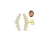 Adramata 2Pcs Helix Piercing Jewellery Stainless Steel Cartilage Earrings for Women 16G Flat Back Earrings Stud Conch Piercing Earrings CZ Helix Earrings Silver Gold Tragus Piercing Jewellery