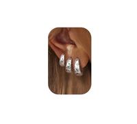Adramata 3 Pairs Chunky Hoop Earrings for Women 14K Gold Plated Earrings Set Small Hoop Huggie Earrings Hypoallergenic Sleeper Earrings CZ Silver Hoop Earrings Jewellery Gold Earrings for Women
