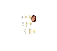 Adramata 3 Pairs Flat Back Earrings Sterling Silver Stud Earrings for Women Girls Brilliant Hypoallergenic Earring Set Cartilage Earring Silver/Gold Tragus Helix Piercing Jewellery