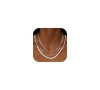 ADRAMATA 3Pcs Gold Necklaces for Women Layered 14K Gold Plated Necklace Set Adjustable Choker Chain Stainless Steel Necklace Chain Silver Necklaces for Women