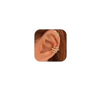 ADRAMATA 4 Pairs Ear Cuff Earrings for Women - 14K Gold Plated Ear Cuff for Non Pierced Ears Clip on Cartilage Earring Adjustable Fake Earrings Set Gold/Silver Ear Cuffs Non Piercing