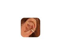 ADRAMATA 4 Pairs Ear Cuff Earrings for Women - 14K Gold Plated Ear Cuff for Non Pierced Ears Clip on Cartilage Earring Adjustable Fake Earrings Set Gold/Silver Ear Cuffs Non Piercing