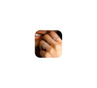 ADRAMATA 5Pcs Thumb Rings for Women Girls Knuckle Rings Adjustable 14K Gold Plated Stackable Band Rings Gold Silver Open Rings Set Simple Midi Thumb Finger Ring,s