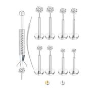 ADRAMATA 8PCS Moissanite Flat Back Earrings Hypoallergenic Nose Studs for Women Men Surgical Steel Labret Studs Lip- D Color VVS1 Clarity Moissanite Tragus Helix Piercing Jewellery