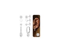 Adramata 925 Sterling Silver Earrings for Women Girls 16K White Gold Stud Earrings Hypoallergenic Flower Butterfly Heart Earrings Dangle Hoop Huggie Earrings Silver/Gold Earrings Set for Women