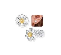 Adramata 925 Sterling Silver Stud Earrings for Women Girls Tiny Flat Back Earring Studs Hypoallergenic Butterfly Flower Heart Earring Cute 14K Gold Plated/ 925 Silver Kids Earrings for Girls