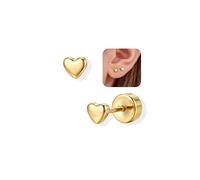 Adramata 925 Sterling Silver Stud Earrings for Women Girls Tiny Flat Back Earring Studs Hypoallergenic Butterfly Flower Heart Earring Cute 14K Gold Plated/ 925 Silver Kids Earrings for Girls