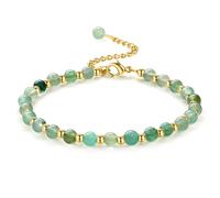 ADRAMATA Beaded Bracelets for Womens Girls 5MM Natural Stone Bracelets 3MM Stainless Steel Bead Bracelet Adjustable Gold Plated Bracelets Crystal Boho Bracelet Womens Bracelet Jewelry with Gift Box
