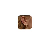 Adramata Chain Earrings for Women - 925 Sterling Silver Double Piercing Stud Hoop Earrings 14K Gold Huggie Earrings for Multiple Piercing CZ Drop Cartilage Helix Earrings for Teen Girls,G2