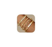 ADRAMATA Chunky Bracelets for Women 14K Gold Plated Bracelet Set Stack Layered Bracelets Adjustable Link Chain Bracelet