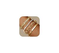 ADRAMATA Chunky Bracelets for Women 14K Gold Plated Bracelet Set Stack Layered Bracelets Adjustable Link Chain Bracelet