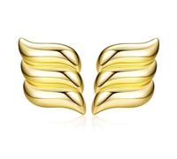 Adramata Gold Statement Earrings for Women Vintage Chunky Earrings Trendy Wings Earrings Big Shell Earrings Gold/Silver Drop Earrings Hypoallergenic Earring Jewellery,g3