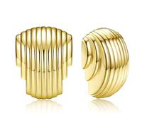 Adramata Gold Statement Earrings for Women Vintage Chunky Earrings Trendy Wings Earrings Big Shell Earrings Gold/Silver Drop Earrings Hypoallergenic Earring Jewellery,g2