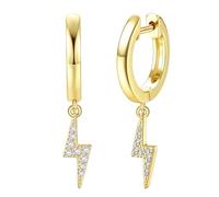 Adramata Huggie Hoop Earrings For Women S925 Sterling Silver Post Earrings - CZ Lightning Butterfly Huggie Hoop Earrings, Hypoallergenic Dangling Drop Earrings for Girls 14K Gold Huggie Hoop Earring