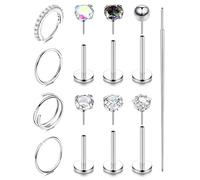 ADRAMATA Nose Rings Nose Studs Surgical Steel Nose Piercing Hoop Threadless Push in Labret Piercing Medusa Lip Piercing Flat Back Cartilage Earrings Conch Tragus Helix Piercing Jewellery Gold/Silver