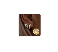 Adramata Sterling Silver Earrings for Women 14K Gold Double Huggie Hoop Earring for One Hole CZ Drop Cartilage Helix Earrings for Teen Girls