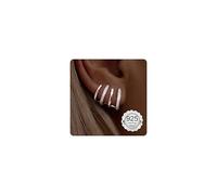 Adramata Sterling Silver Earrings for Women 14K Gold Double Huggie Hoop Earring for One Hole CZ Drop Cartilage Helix Earrings for Teen Girls