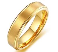 Adreamz 6mm 8mm Men Women Black Silver Gold Tungsten Carbide Rings Wedding Bands Matte Brushed Finish Beveled Step Edges, 9.5, Tungsten Carbide, No Gemstone