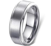 Adreamz 6mm 8mm Men Women Black Silver Gold Tungsten Carbide Rings Wedding Bands Matte Brushed Finish Beveled Step Edges, 11.5, Tungsten Carbide, No Gemstone