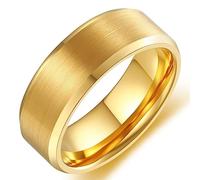 Adreamz 6mm 8mm Men Women Black Silver Gold Tungsten Carbide Rings Wedding Bands Matte Brushed Finish Beveled Step Edges, 12, Tungsten Carbide, No Gemstone