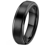 Adreamz 6mm 8mm Men Women Black Silver Gold Tungsten Carbide Rings Wedding Bands Matte Brushed Finish Beveled Step Edges, 5 UK, Tungsten Carbide, No Gemstone