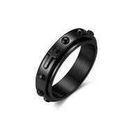 Adreamz 6mm Spinner Ring for Anxiety Relief Fidget with Rosary Beads Cross Lord Prayer Silver/Black/Gold/Rose Gold Stainless Steel Ring, 6 UK, Metal, No Gemstone