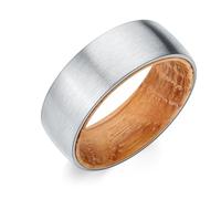 Adreamz 8mm Carbon Fiber/Laser/Hammered/Matte Brushed Stainless Steel Ring Inlaid Whiskey Barrel Wood Inner Hole Fashion Promise Wedding Band for Men Women Comfort Ring Size 7-14, 10.5, Stainless