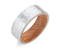 Adreamz 8mm Carbon Fiber/Laser/Hammered/Matte Brushed Stainless Steel Ring Inlaid Whiskey Barrel Wood Inner Hole Fashion Promise Wedding Band for Men Women Comfort Ring Size 7-14, 13, Stainless Steel