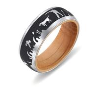 Adreamz 8mm Carbon Fiber/Laser/Hammered/Matte Brushed Stainless Steel Ring Inlaid Whiskey Barrel Wood Inner Hole Fashion Promise Wedding Band for Men Women Comfort Ring Size 7-14, 12.5, Metal, No