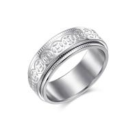 Adreamz 8mm Chinese Ancient Dynasty Coin Spinner Stainless Steel Ring Rotating Feng Shui Wealth Fortune Band Size 7-14, Metal, No Gemstone
